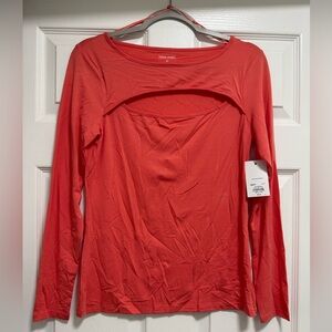 Nine West Women's Vibrant Coral Long Sleeve Tee